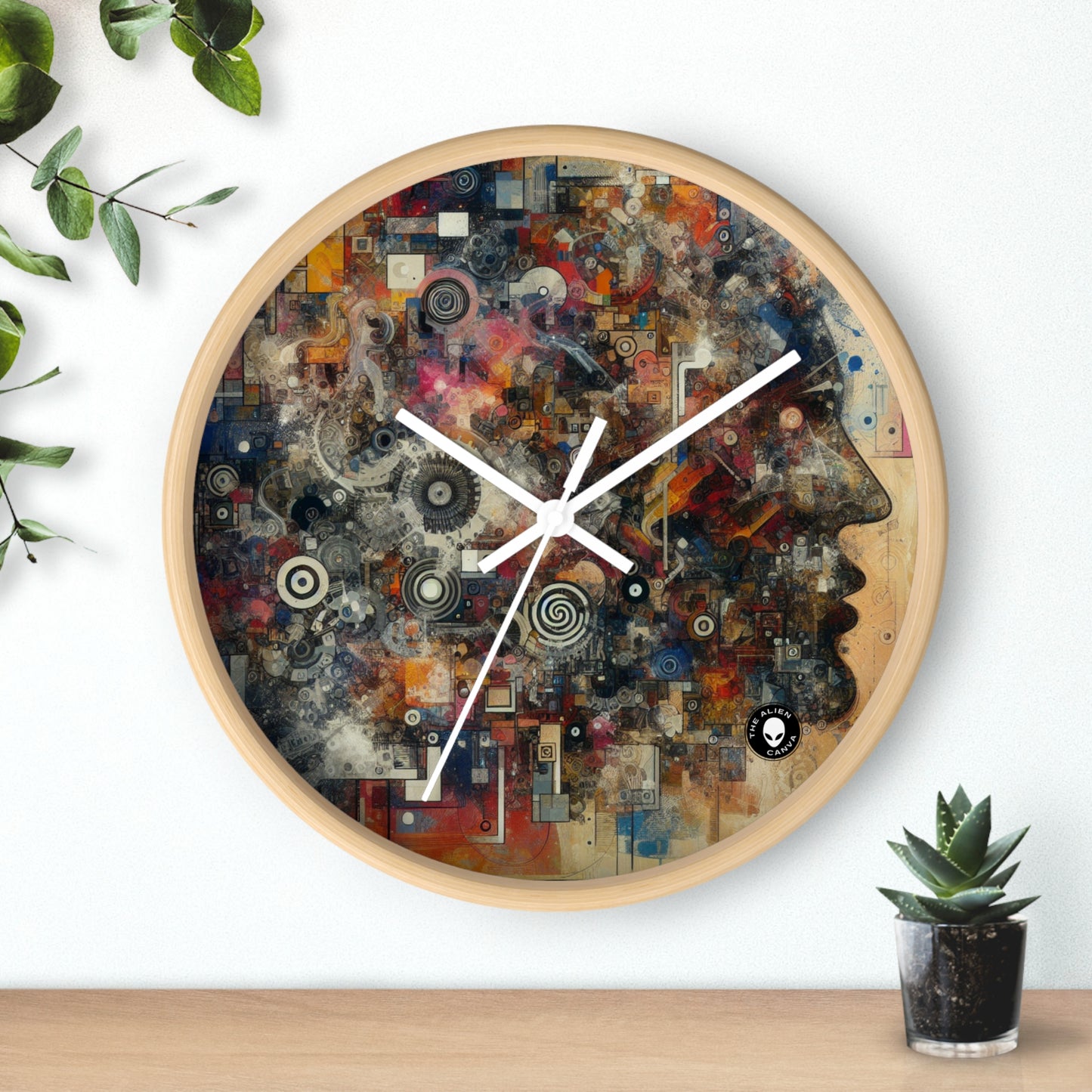 "Collage du chaos : une exploration néo-dada" - L'horloge murale extraterrestre Neo-Dada