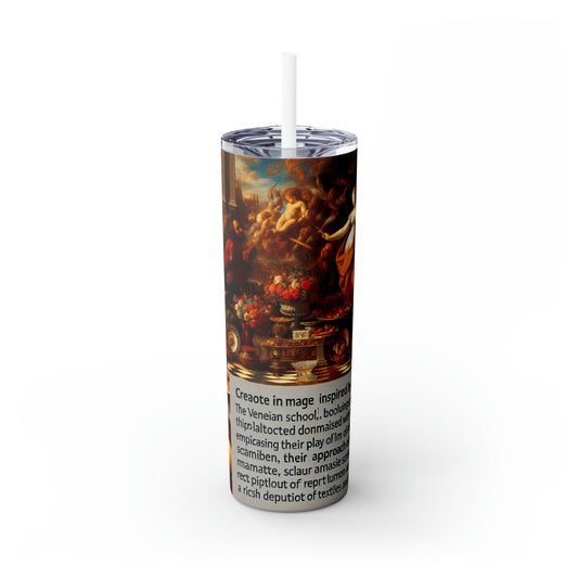 Ensueño veneciano: un homenaje contemporáneo a la vibrante elegancia de la escuela veneciana - The Alien Maars® Skinny Tumbler with Straw 20oz Venetian School