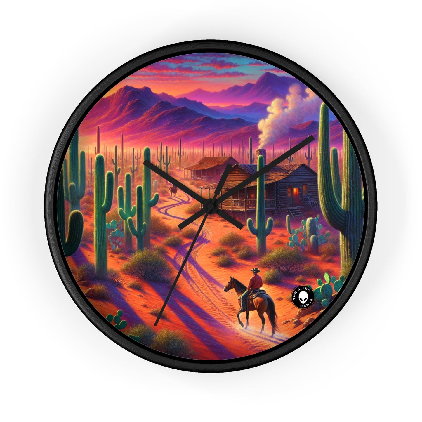 "Glowing rain: A city's reflection" - The Alien Wall Clock Realism