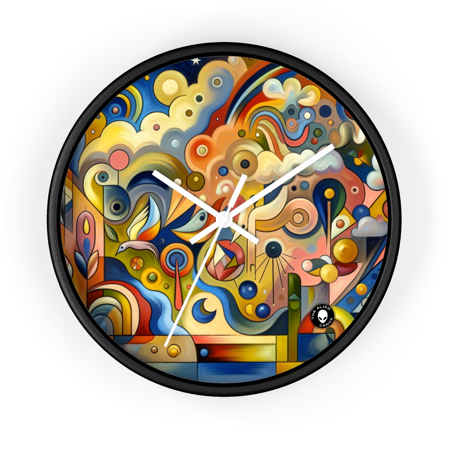 "Tiny Town in a Fishbowl" - The Alien Wall Clock Naïve Surrealism