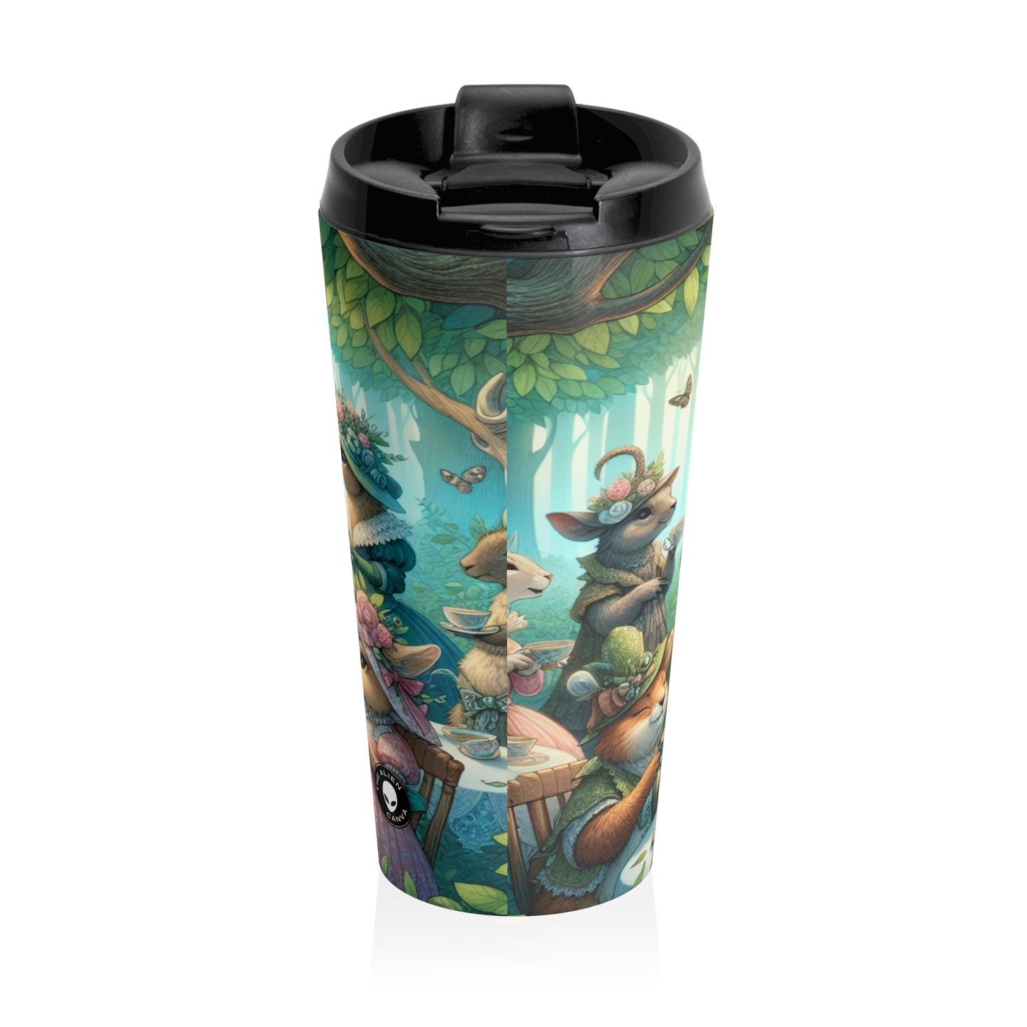 "Fancy Hats and Teacups: A Woodland Tea Party" - The Alien Stainless Steel Travel Mug