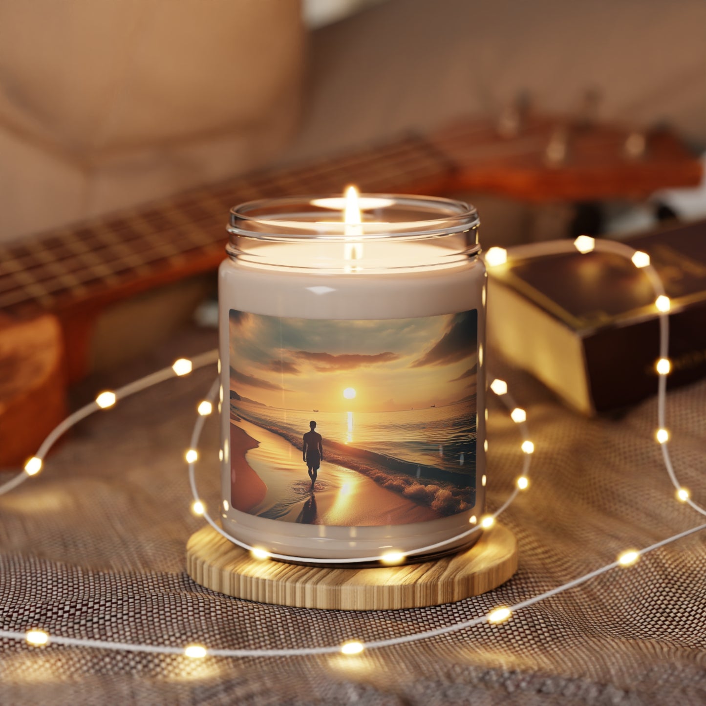 "A Stroll Along the Beach at Sunset" - The Alien Scented Soy Candle 9oz Photorealism Style