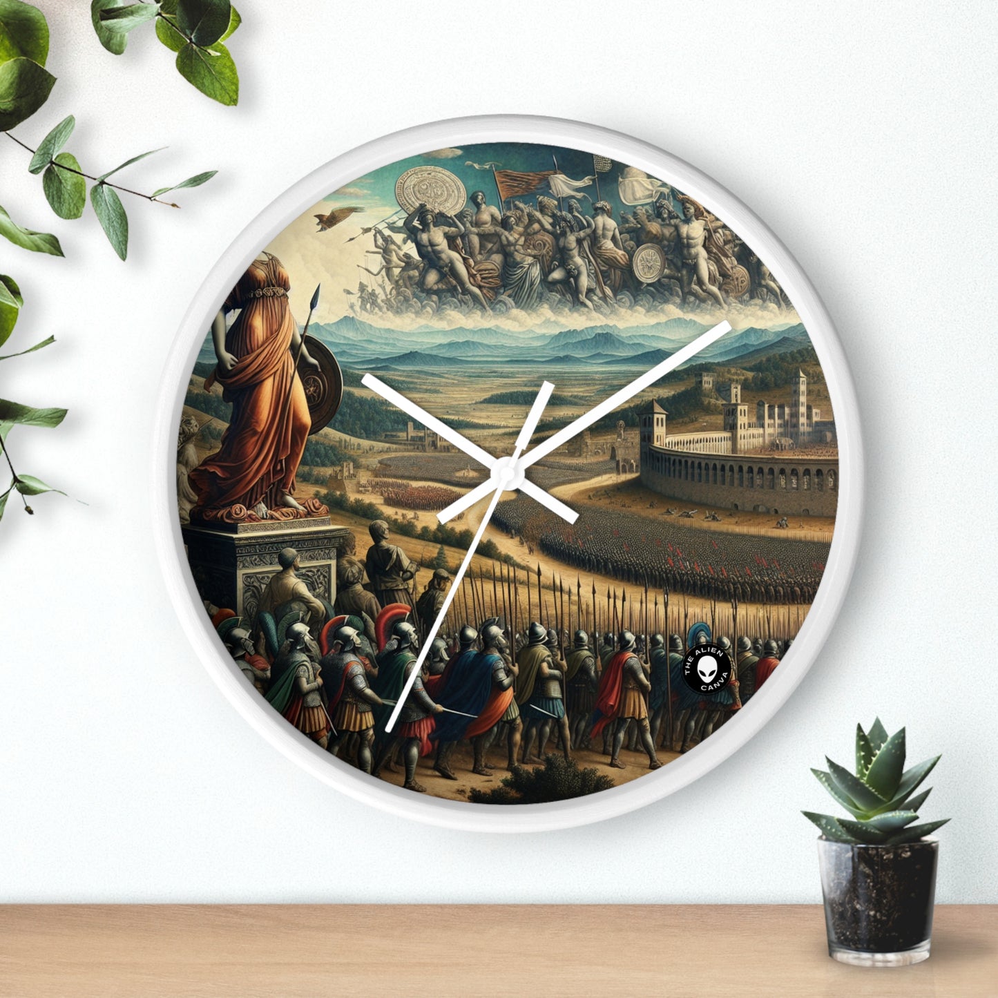 "Minerva sobre el campo de batalla del Renacimiento" - El reloj de pared alienígena Arte renacentista