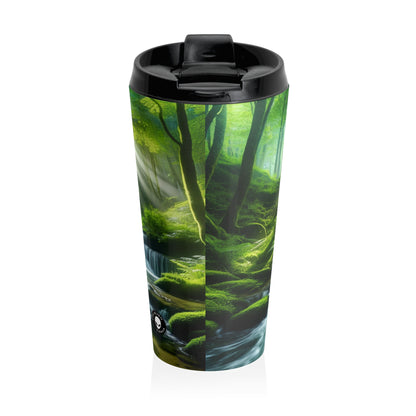 "Encantador oasis en cascada": taza de viaje de acero inoxidable de Alien