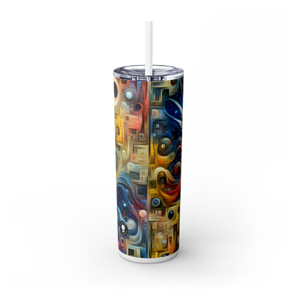 "The Timeless Garden: A Surreal Fusion of Nature and Time" - The Alien Maars® Skinny Tumbler with Straw 20oz Surrealism