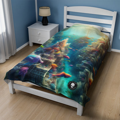 "Coralline City: A Surreal Underwater Wonderland" - The Alien Velveteen Plush Blanket