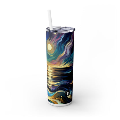 "Midnight Majesty: Abstract Ocean Reflections" - The Alien Maars® Skinny Tumbler with Straw 20oz