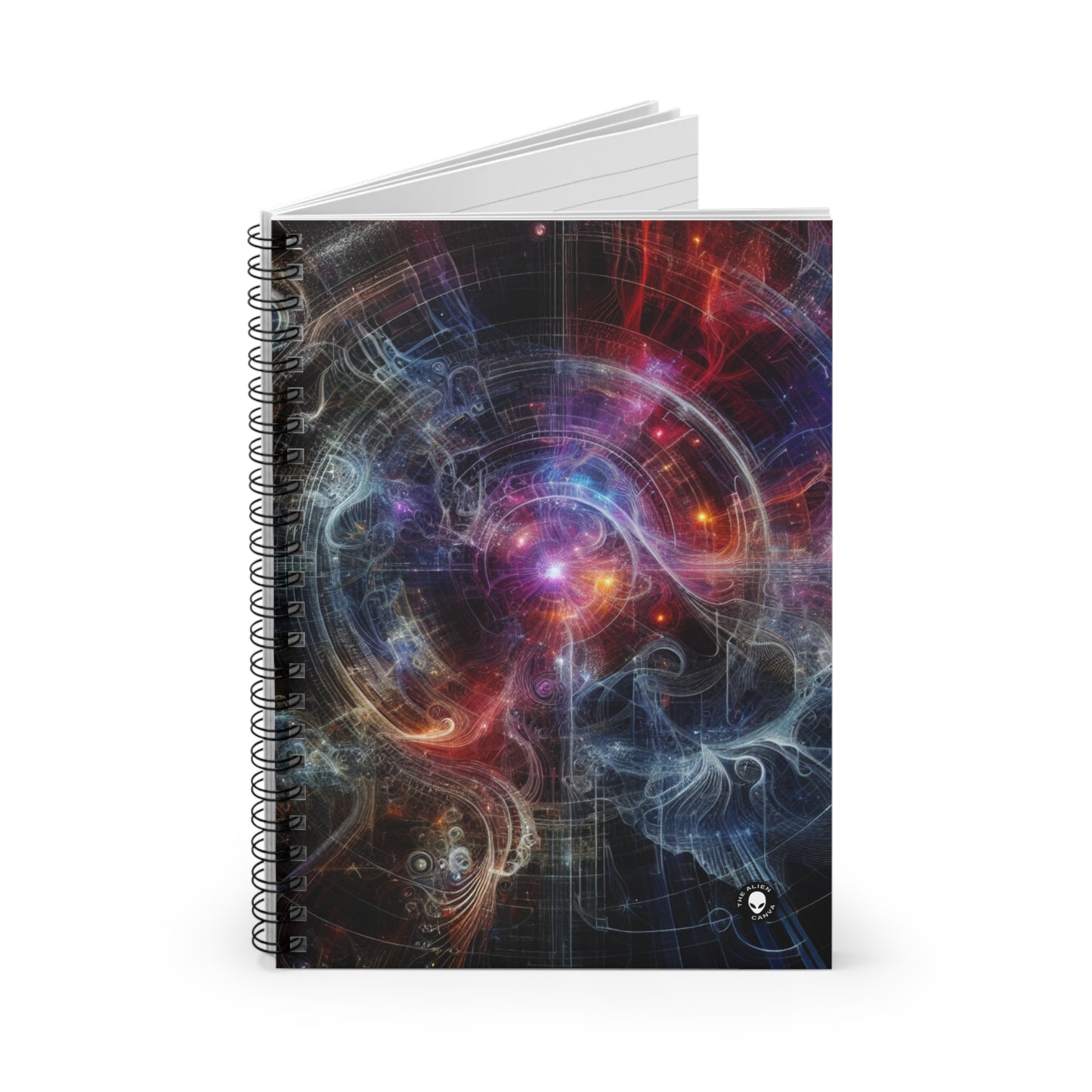 "Nature's Neon Metropolis: A Surreal Fusion of Technology and Greenery" - The Alien Spiral Notebook (Ruled Line) Digital Art