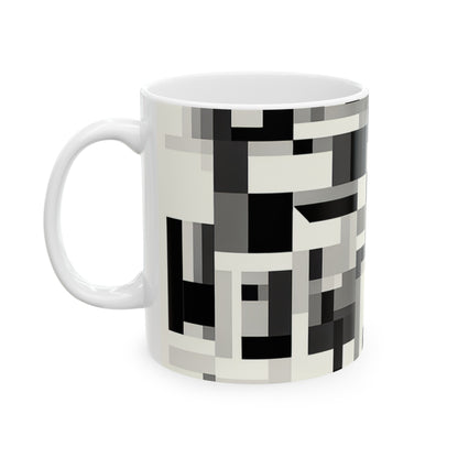 "Paisaje urbano en el cubismo analítico" - Taza de cerámica The Alien Cubismo analítico de 11 oz