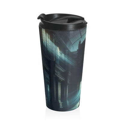 "Moonlight Shadow: A Gothic Portrait" - The Alien Stainless Steel Travel Mug Gothic Art Style