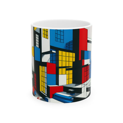 "Techno-Triangles: A Constructivist Exploration of Modern Innovation" - The Alien Ceramic Mug 11oz Constructivism