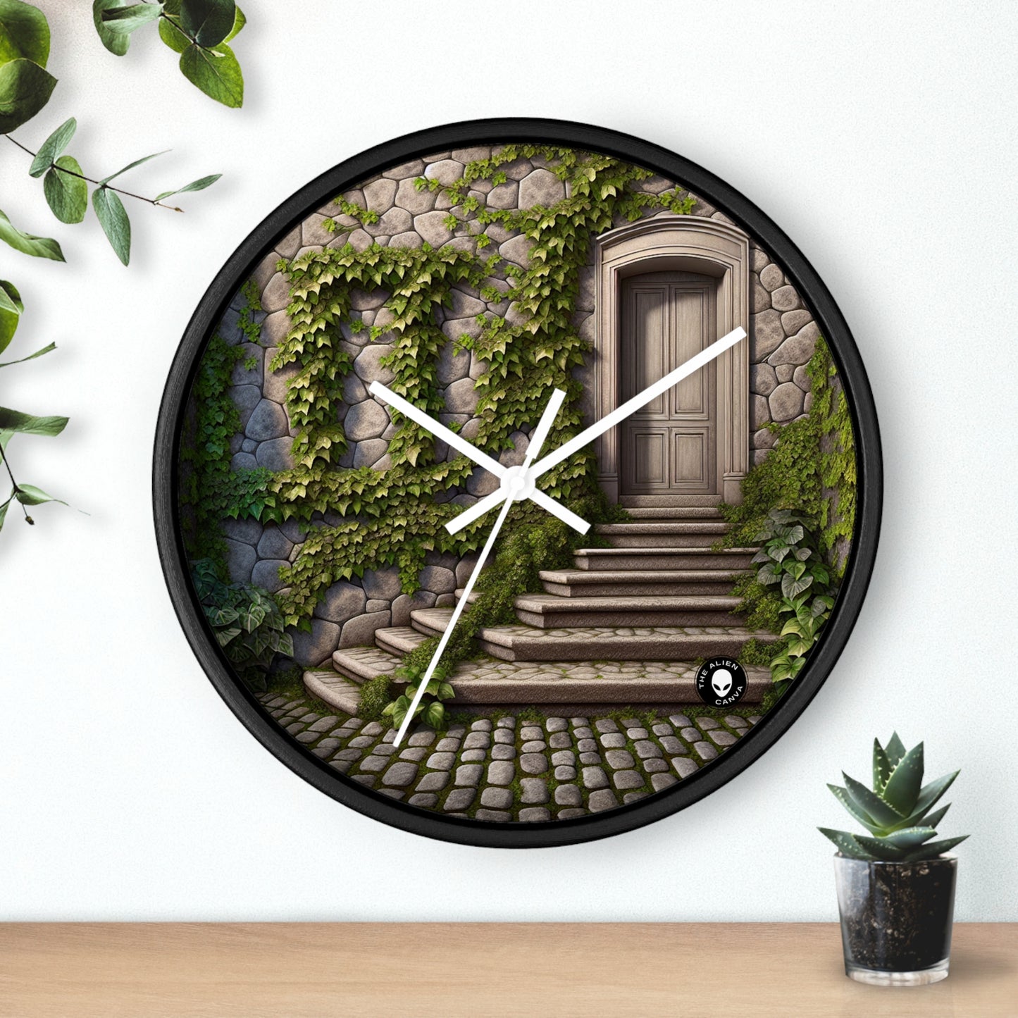 "Trompe-L'oeil Ivy Wall" - L'Horloge Murale Alien Trompe-l'oeil