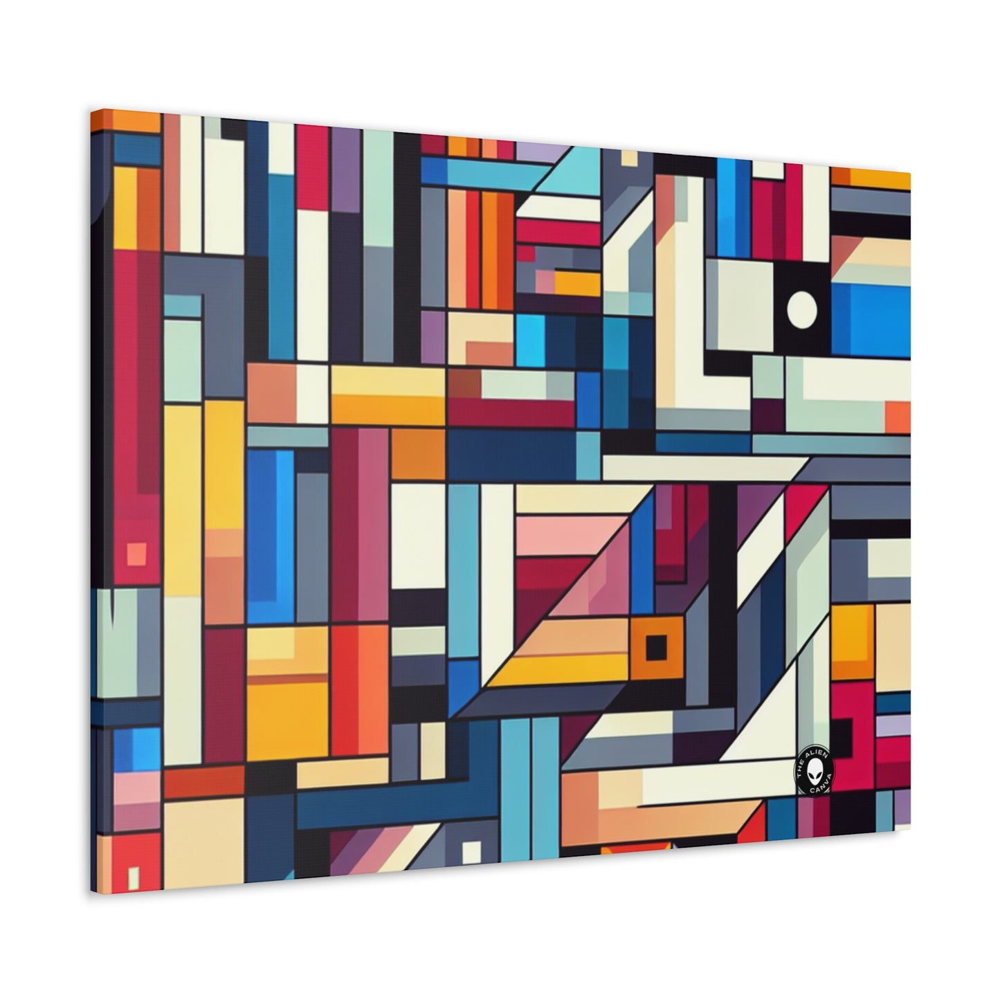 "Futuristic Cityscape: A Geometric Perception" - The Alien Canva Hard-edge Painting