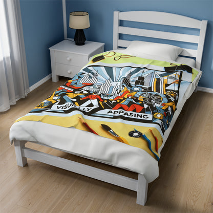 "Ciudad constructiva: una vibrante celebración del progreso urbano" - The Alien Velveteen Plush Blanket Constructivism