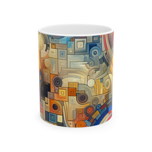 "Ritmos de la ciudad nocturna: una exploración urbana abstracta" - La taza de cerámica alienígena 11 oz Arte abstracto