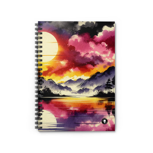 "A Pastel Sunset Symphony" - The Alien Spiral Notebook (Ligne Lignée) Peinture à l'encre