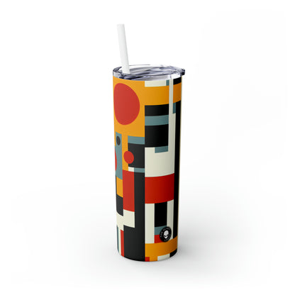 "Futurist Cityscape: Harmonizing Art and Technology in a Dynamic Constructivist Masterpiece" - The Alien Maars® Skinny Tumbler with Straw 20oz Constructivism