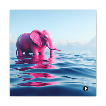 "The Pink Elephant in the Deep Blue Sea" - The Alien Canva A pink elefant floating in the ocean