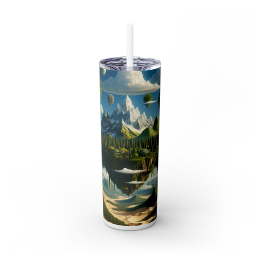 "Elemental Isles: A Dreamlike Journey through Nature's Wonders" - The Alien Maars® Skinny Tumbler with Straw 20oz