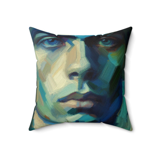 "Soothing Gaze" - The Alien Spun Polyester Square Pillow Expressionism Style
