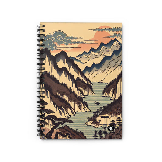 "Cherry Blossom Serenity: A Captivating Ukiyo-e Tribute to the Japanese Tea Ceremony" - The Alien Spiral Notebook (Ruled Line) Ukiyo-e (Japanese Woodblock Printing)