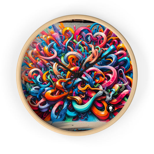 "Urban Vibe: A Graffiti Cityscape" - The Alien Wall Clock Graffiti Art