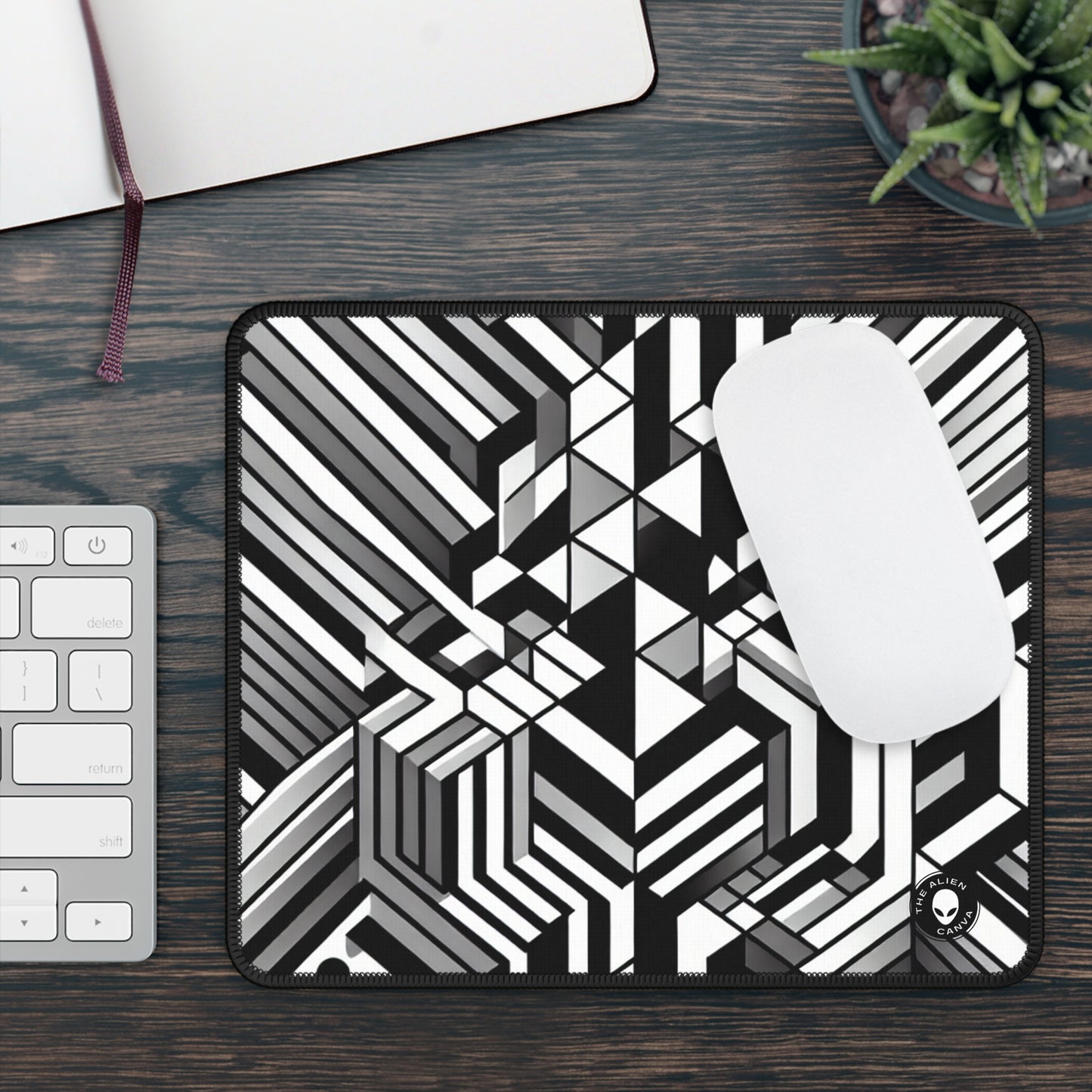 "Perception in Motion: A Mind-Bending Op Art Masterpiece" - The Alien Gaming Mouse Pad Op Art