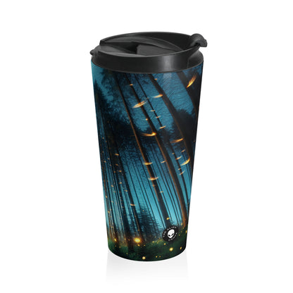 "Twilight Enchantment: Firefly Forest" - The Alien Stainless Steel Travel Mug