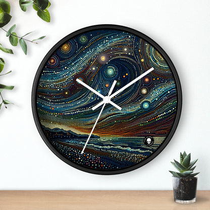 "Points étoilés : une mosaïque céleste" - Le pointillisme de l'horloge murale Alien