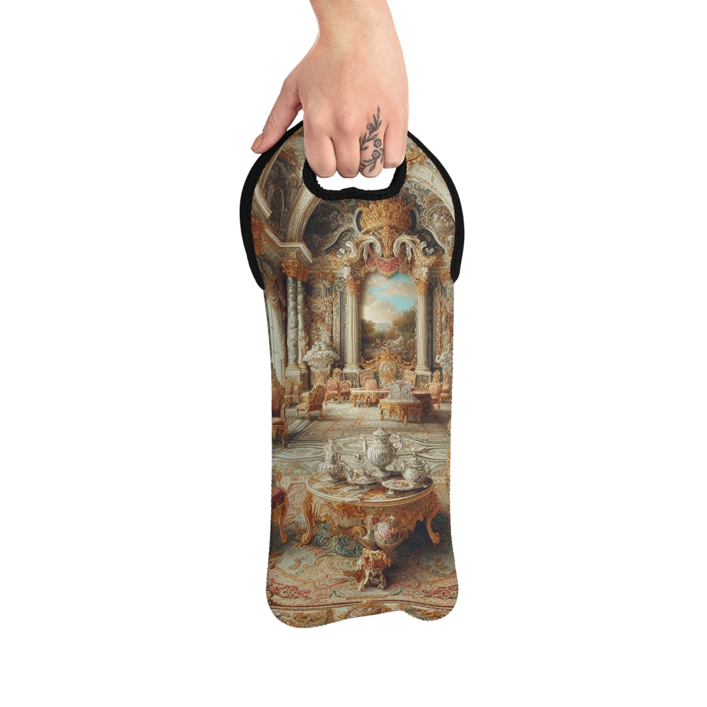 "Enchanted Court Symphony" - The Alien Wine Tote Bag Baroque Style