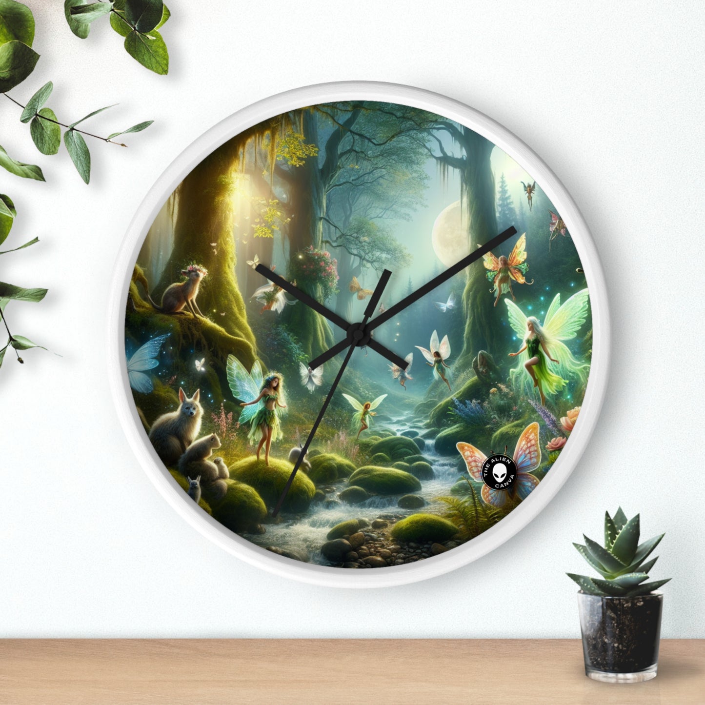 "Forêt enchantée au clair de lune" - L'horloge murale extraterrestre