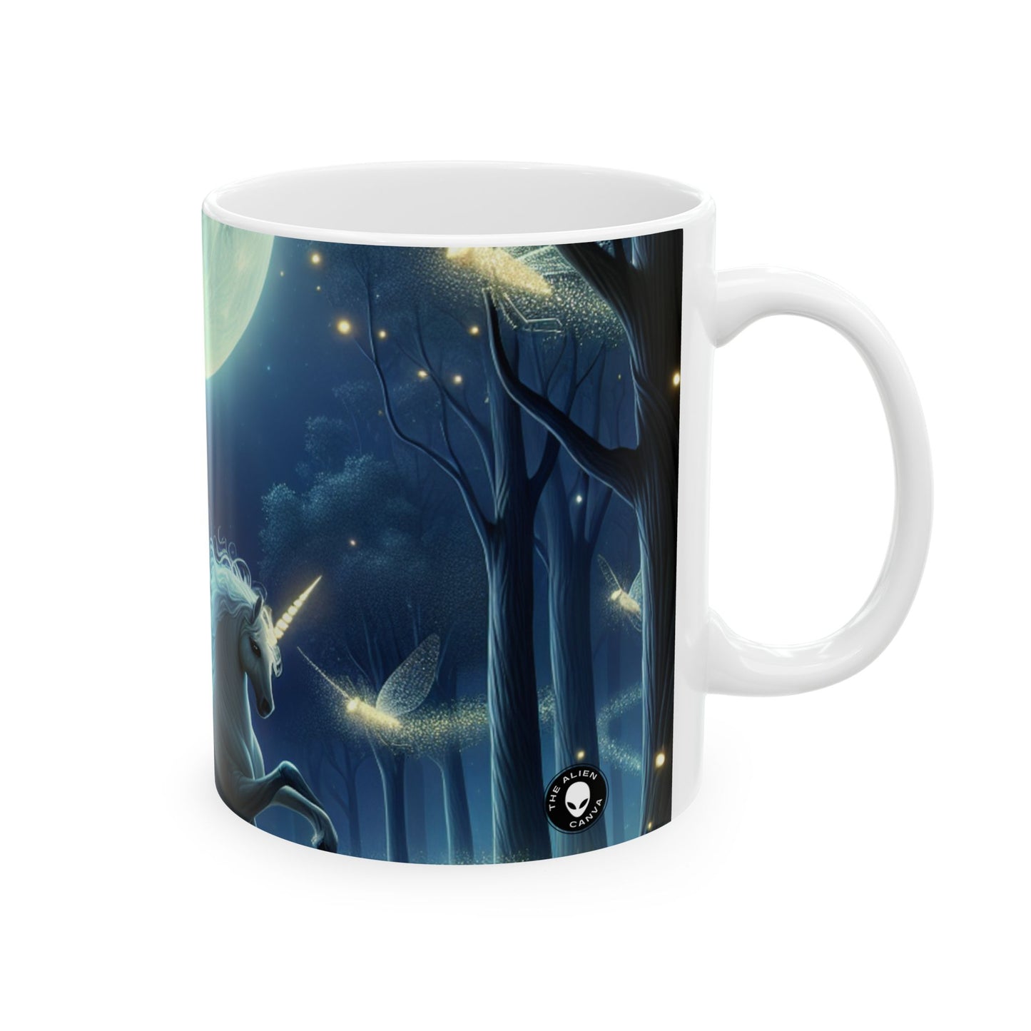 « Forêt enchantée au clair de lune » – Tasse en céramique Alien 11 oz