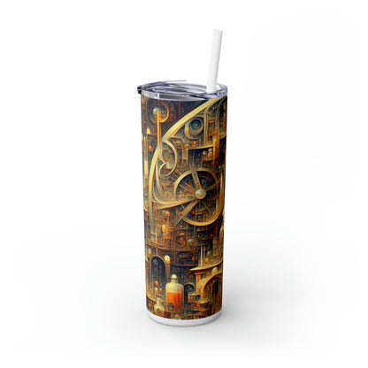 "Unity in Vibrant Harmony: An Abstract Metaphysical Exploration" - The Alien Maars® Skinny Tumbler with Straw 20oz Metaphysical Art