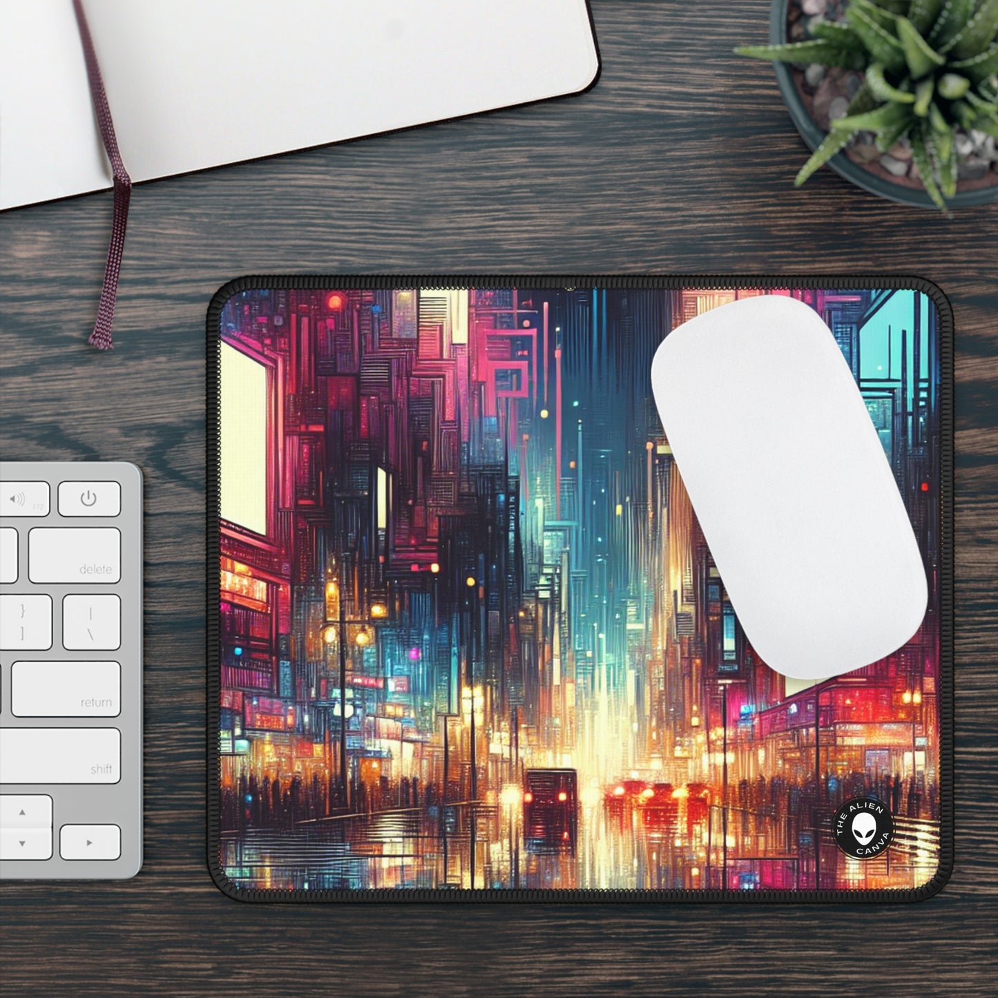 "Cityscape Unveiled: A Neon Night" - The Alien Gaming Mouse Pad