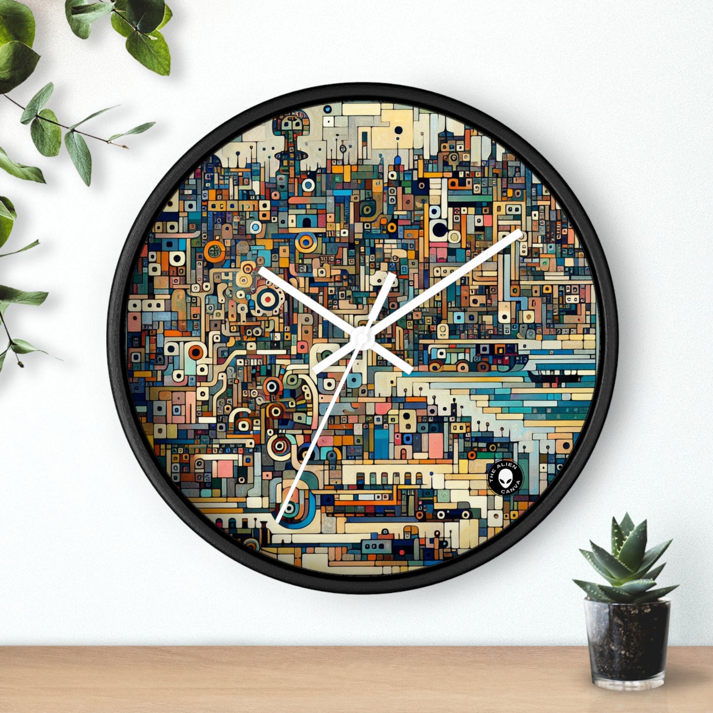 "Neon Nights: Art Brut Reflection of Urban Chaos" - The Alien Wall Clock Art Brut