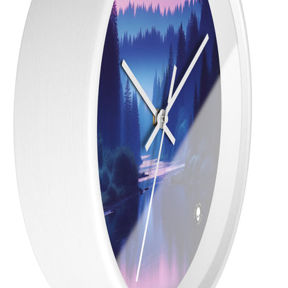 "Twilight Tranquility: Forest River Reflections" - The Alien Wall Clock