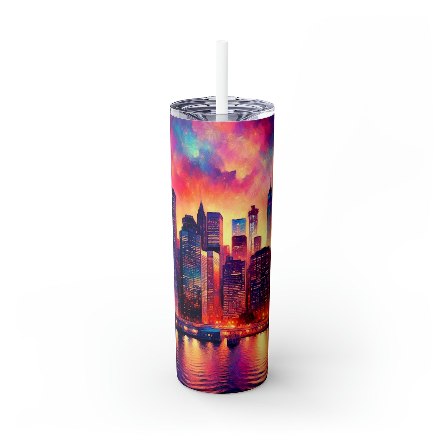 Hidden Oasis: A Spontaneous Impressionism Masterpiece in Vibrant Hues - The Alien Maars® Skinny Tumbler with Straw 20oz Impressionism