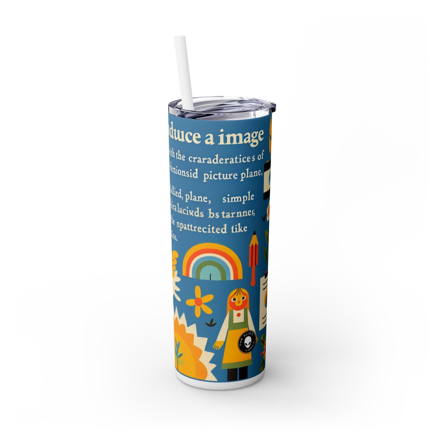 "Innocent Adventures: Whimsical Jungle Explorer" - The Alien Maars® Skinny Tumbler avec paille 20oz Naïve Art