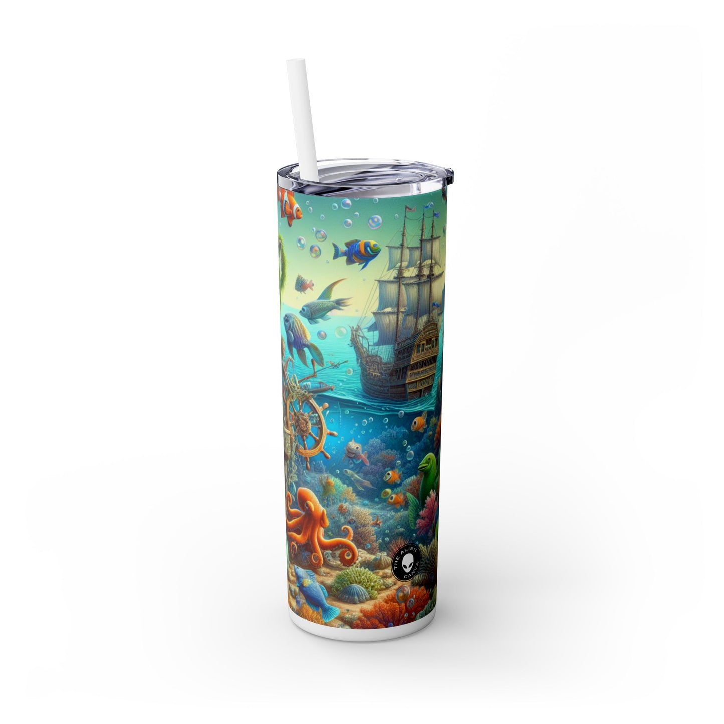 "Fiesta submarina": vaso estrecho con pajita de 20 oz de Alien Maars®