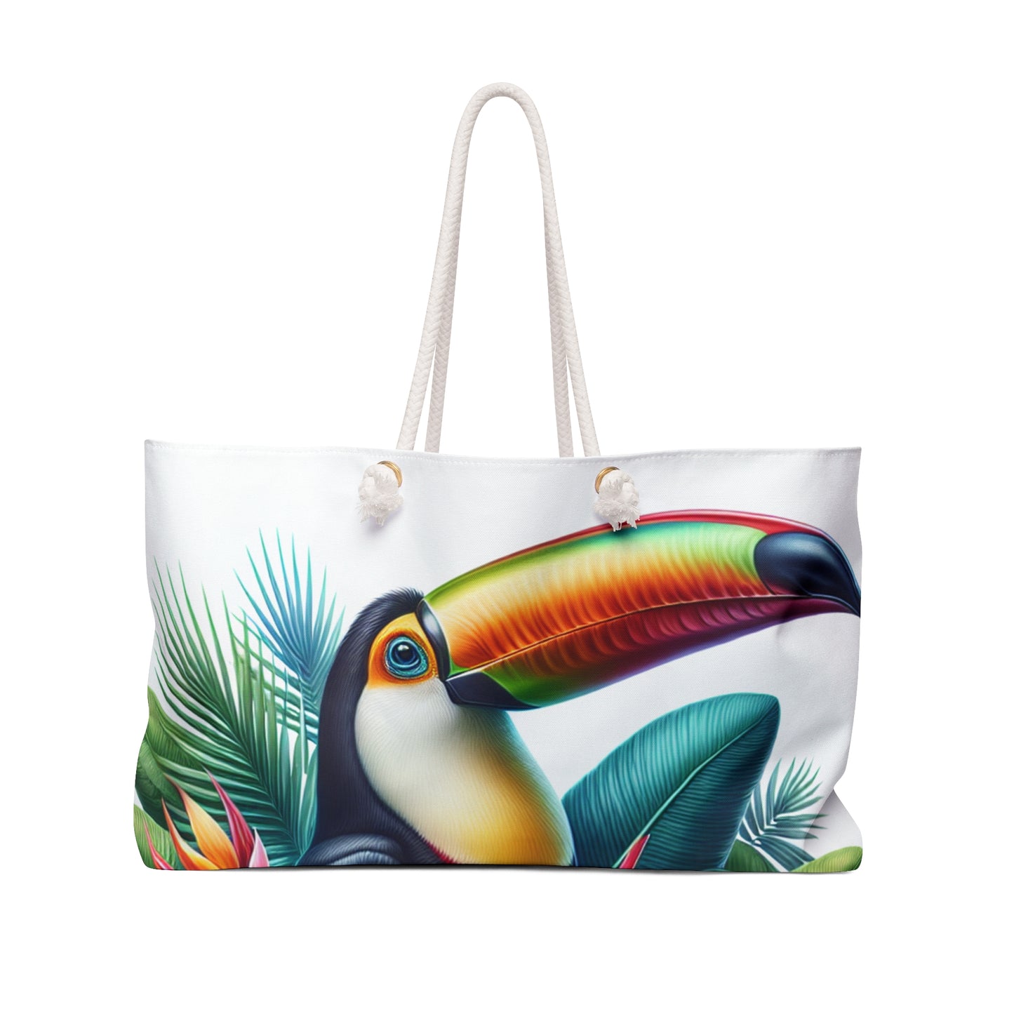 "Toucan sur une fleur tropicale" - Le style hyperréaliste du sac Alien Weekender