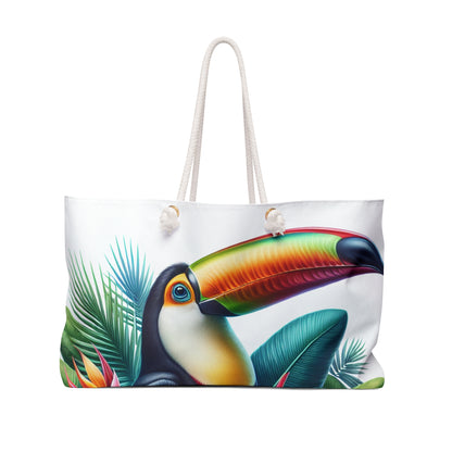 "Tucán en una flor tropical" - El bolso Alien Weekender estilo hiperrealista