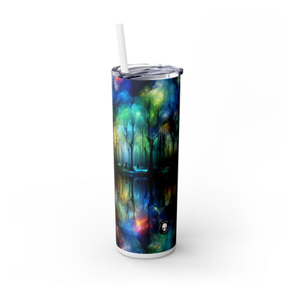 "Bosque arcoíris encantado": vaso estrecho con pajita de 20 oz de Alien Maars®