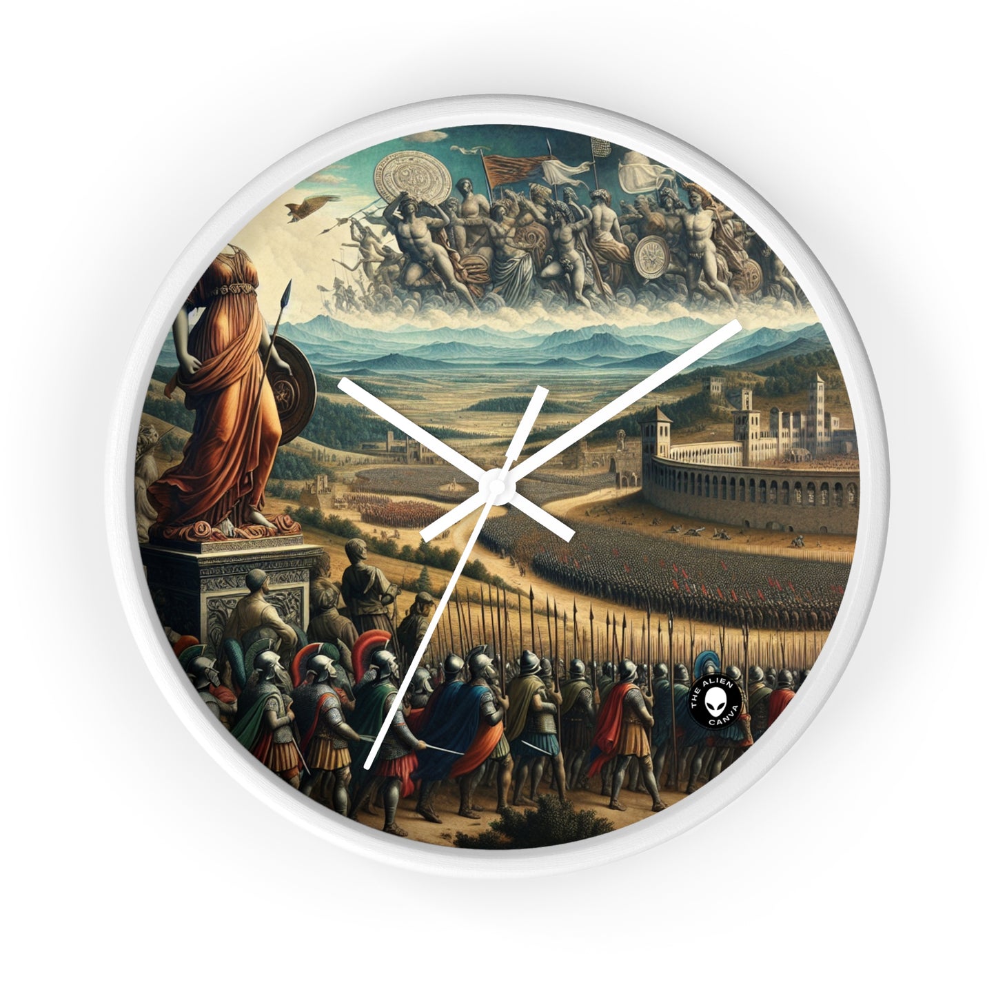 "Minerva sobre el campo de batalla del Renacimiento" - El reloj de pared alienígena Arte renacentista