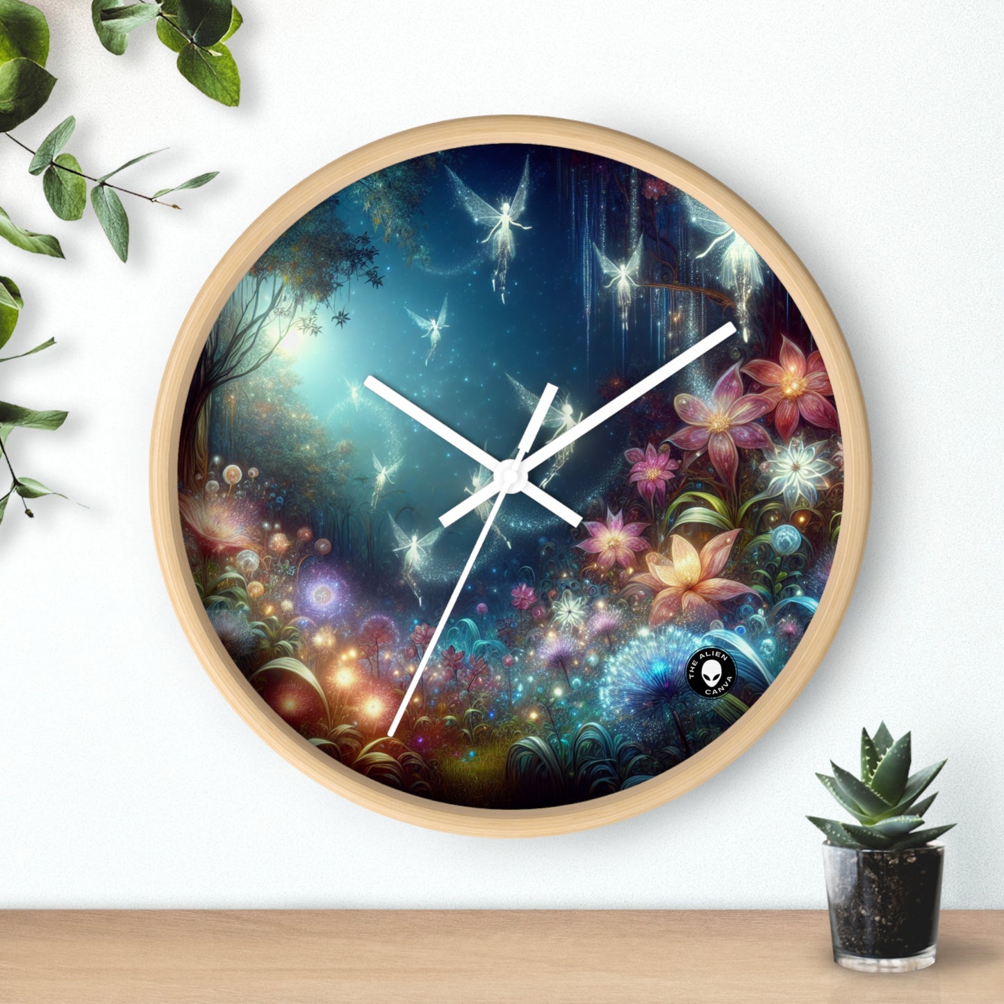 "Enchanted Moonlit Flower Forest" - The Alien Wall Clock