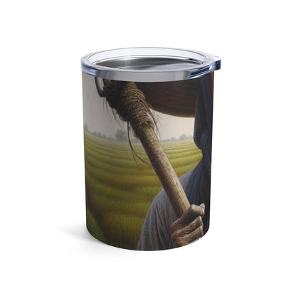 "Farmer in the Fields: A Weathered Reflection" - The Alien Tumbler 10oz Realism