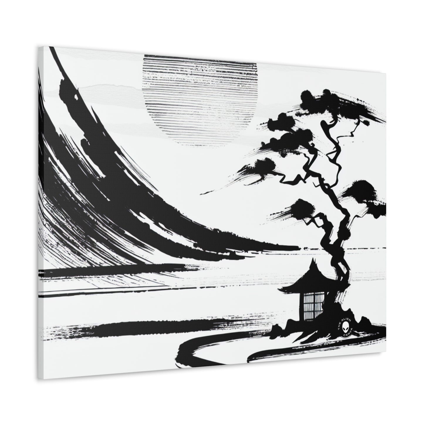 "Armonía del viento y el agua: una pintura con tinta zen" - La pintura con tinta zen Alien Canva