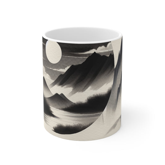 "Blossoms in the Breeze: A Tranquil Springtime Ink Wash Painting" - The Alien Ceramic Mug 11oz Ink Wash Painting