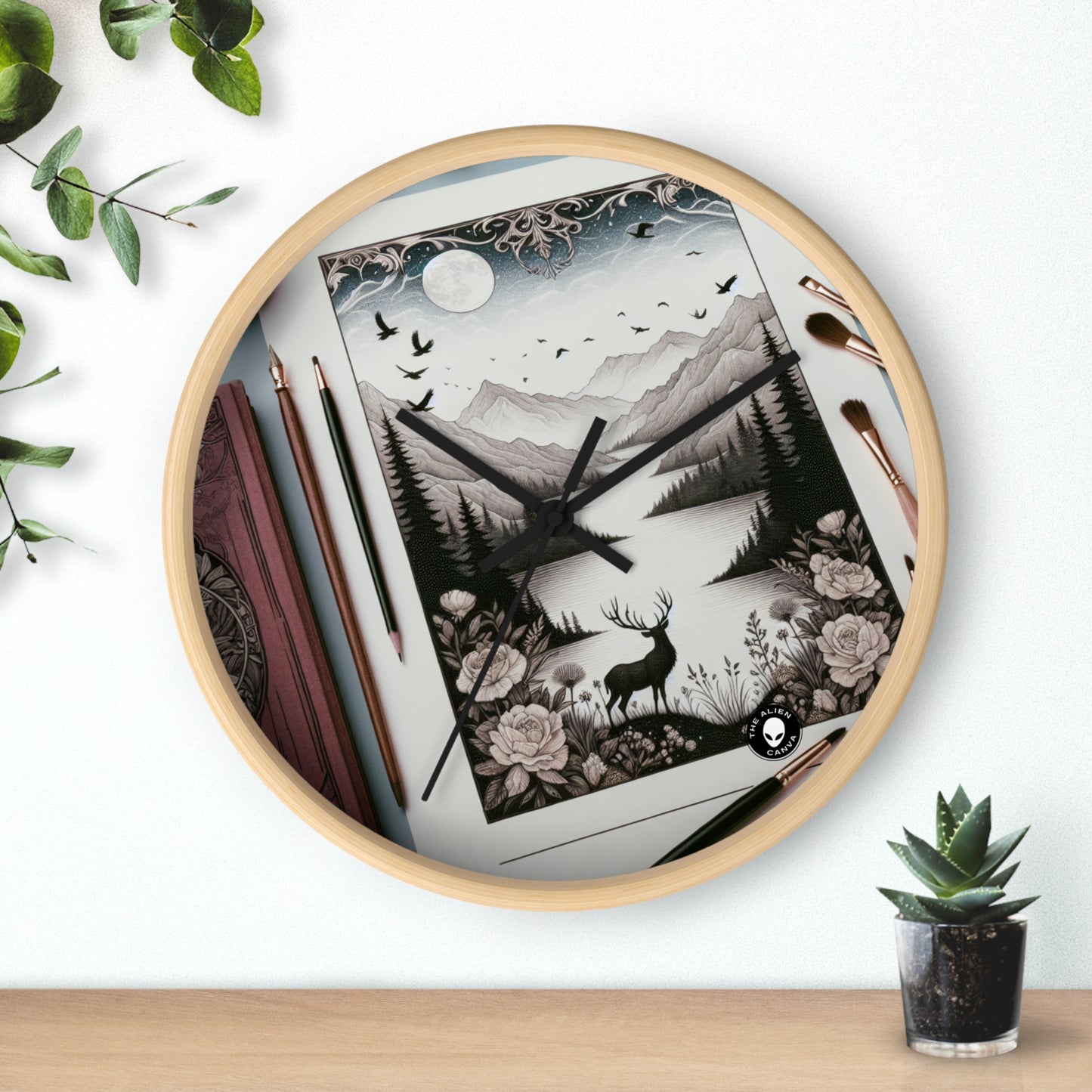 "Twilight Serenity: Un paysage romantique" - L'horloge murale Alien Romantisme