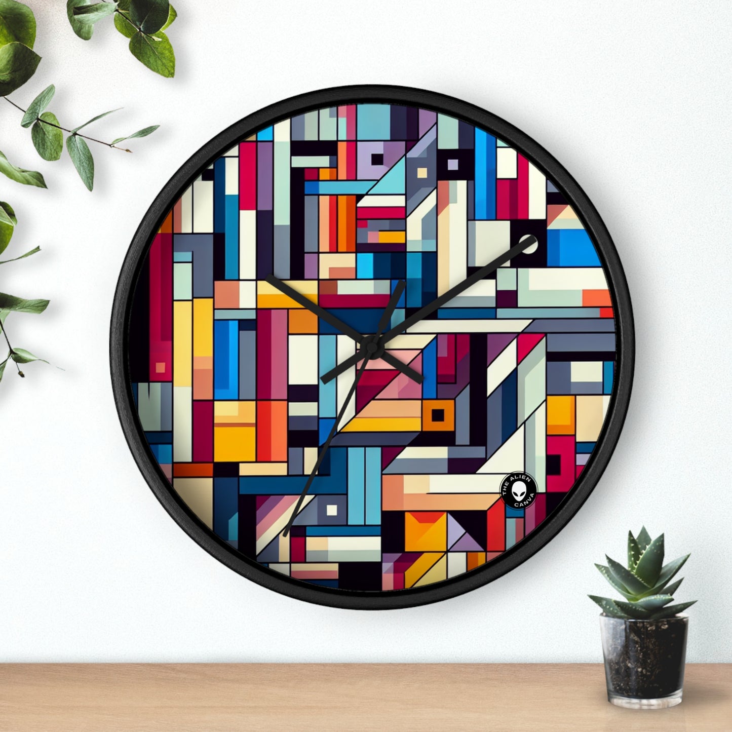 "Futuristic Cityscape: A Geometric Perception" - The Alien Wall Clock Hard-edge Painting