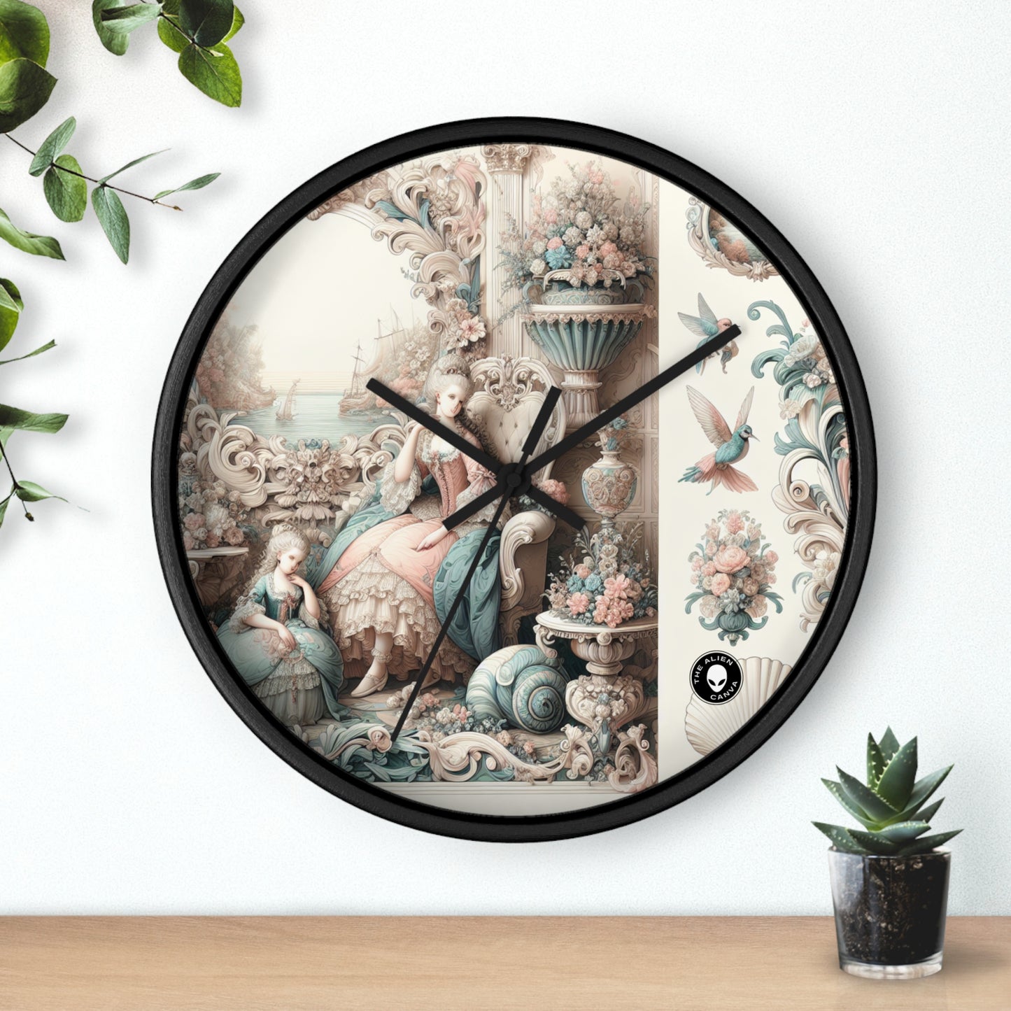 "Enchantement dans les jardins pastel : Rococo Fairy Princess" - L'horloge murale Alien Rococo